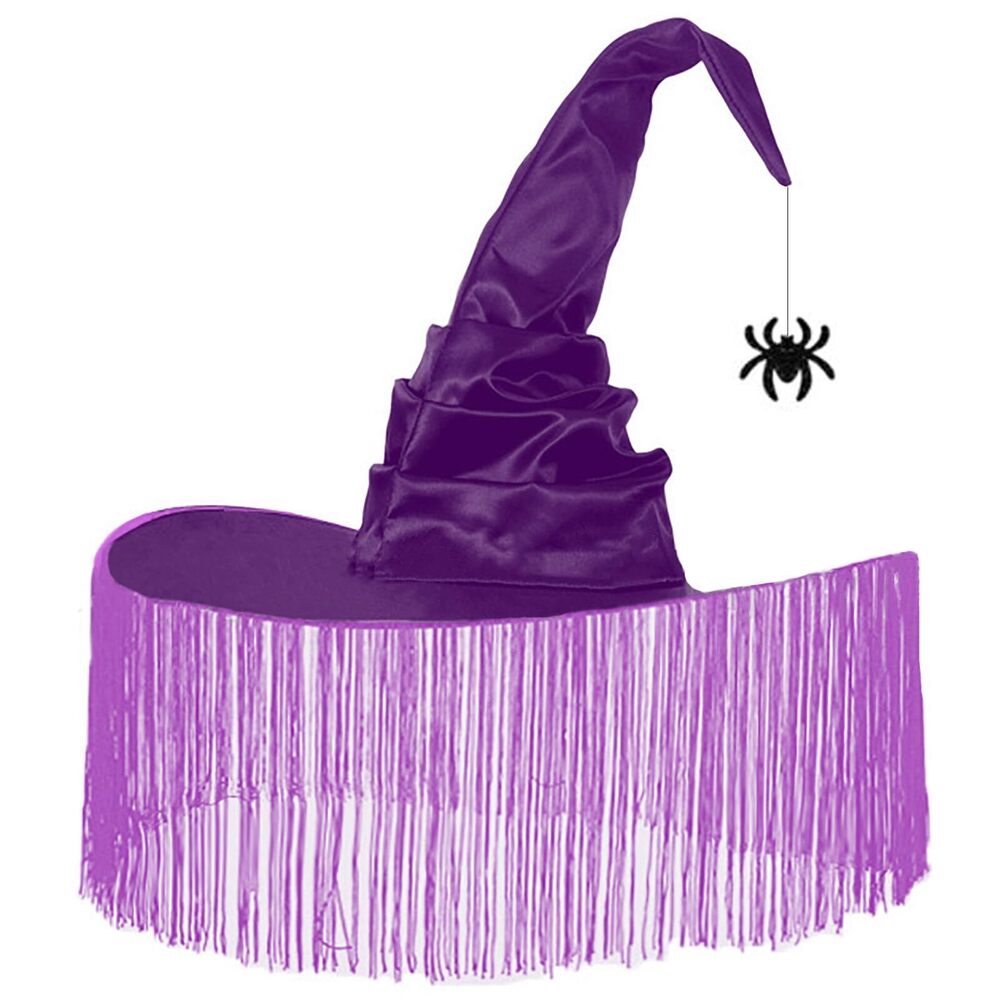 6809 Purple Witch Hat , Halloween Witches Hat Adult with Veils, Large Witch